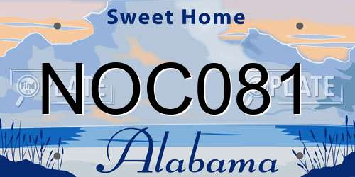 NOC081 Alabama License Plate