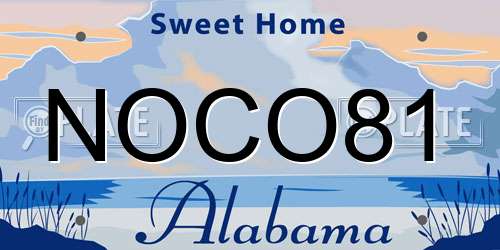 NOCO81 Alabama License Plate