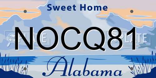 NOCQ81 Alabama License Plate