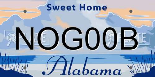 NOG00B Alabama License Plate