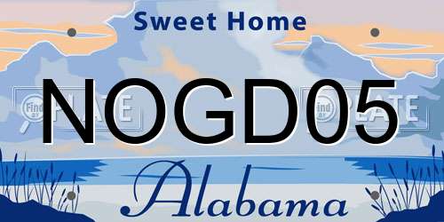 NOGD05 Alabama License Plate