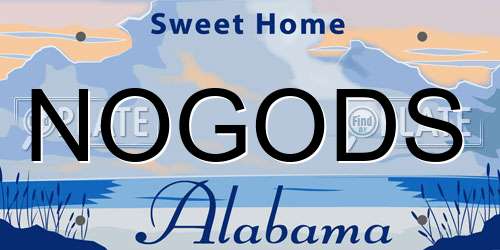 NOGODS Alabama License Plate