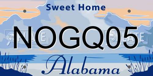 NOGQ05 Alabama License Plate