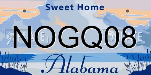 NOGQ08 Alabama License Plate
