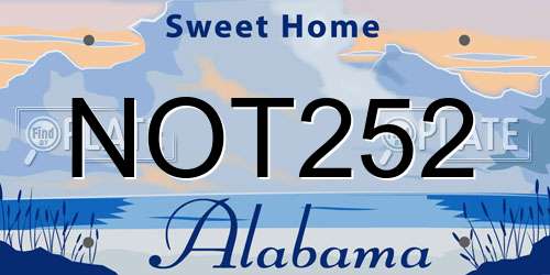 NOT252 Alabama License Plate