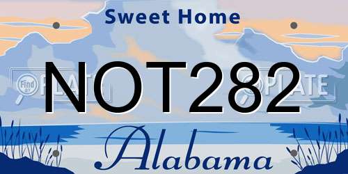 NOT282 Alabama License Plate