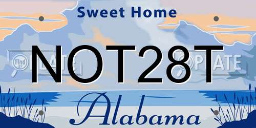 NOT28T Alabama License Plate