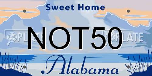 NOT50 Alabama License Plate