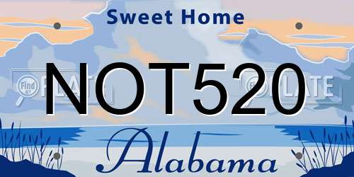 NOT520 Alabama License Plate