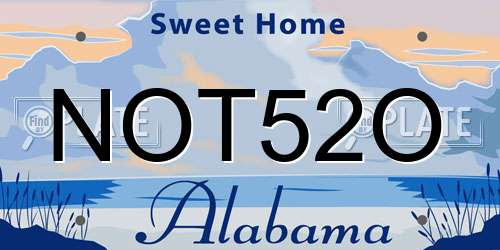 NOT52O Alabama License Plate
