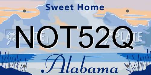 NOT52Q Alabama License Plate