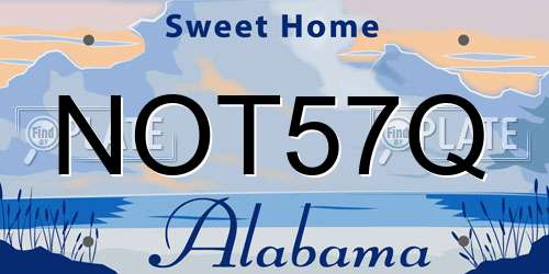 NOT57Q Alabama License Plate