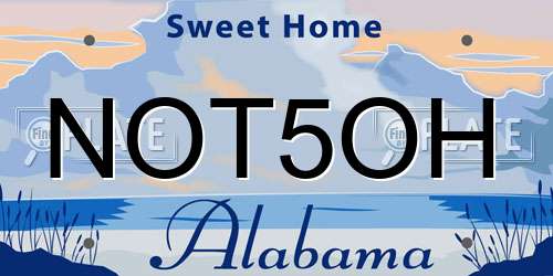 NOT5OH Alabama License Plate