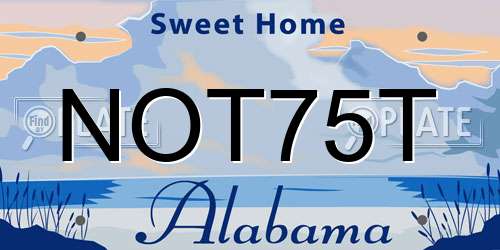 NOT75T Alabama License Plate