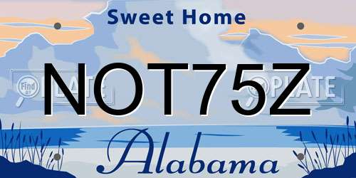 NOT75Z Alabama License Plate
