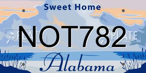NOT782 Alabama License Plate