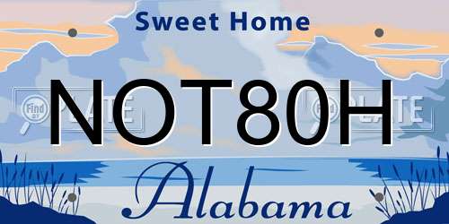 NOT80H Alabama License Plate