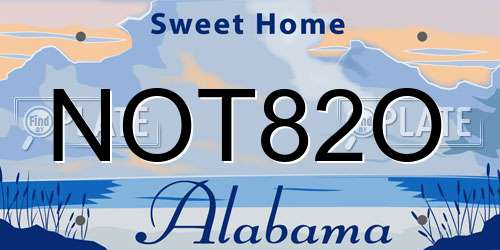 NOT82O Alabama License Plate