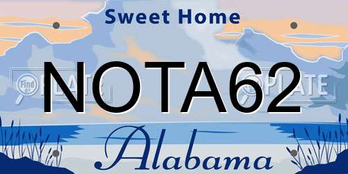 NOTA62 Alabama License Plate