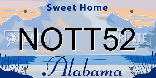 NOTT52 Alabama License Plate