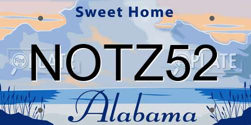 NOTZ52 Alabama License Plate