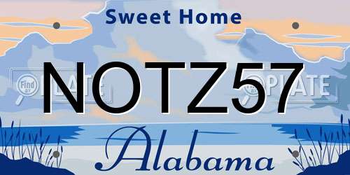 NOTZ57 Alabama License Plate