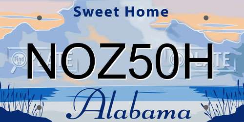 NOZ50H Alabama License Plate