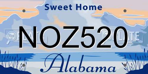 NOZ520 Alabama License Plate