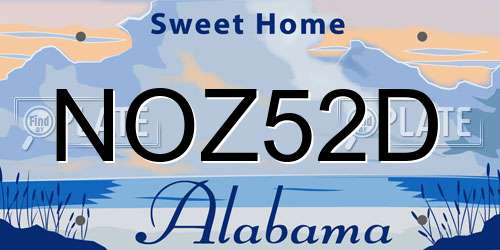 NOZ52D Alabama License Plate