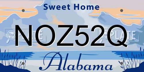 NOZ52Q Alabama License Plate