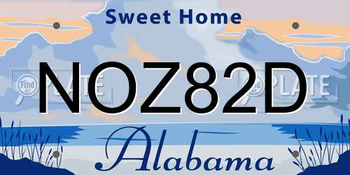 NOZ82D Alabama License Plate