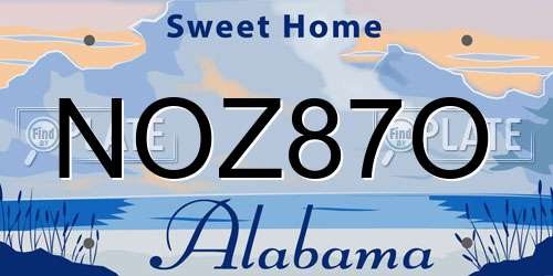 NOZ87O Alabama License Plate