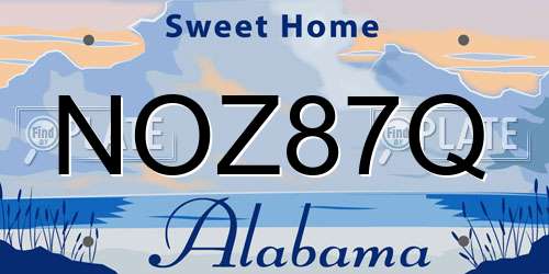 NOZ87Q Alabama License Plate