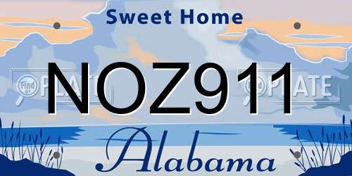 NOZ911 Alabama License Plate