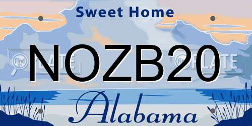 NOZB20 Alabama License Plate