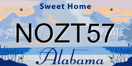NOZT57 Alabama License Plate