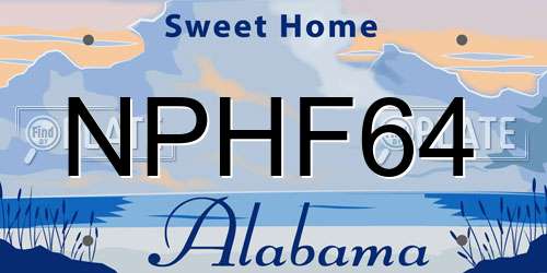 NPHF64 Alabama License Plate