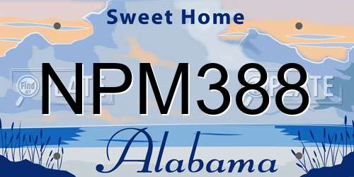 NPM388 Alabama License Plate