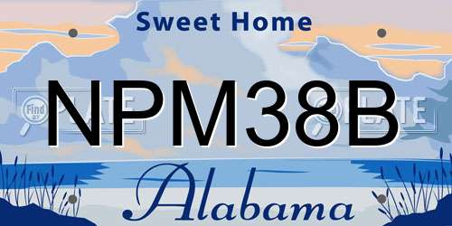 NPM38B Alabama License Plate