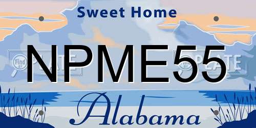 NPME55 Alabama License Plate