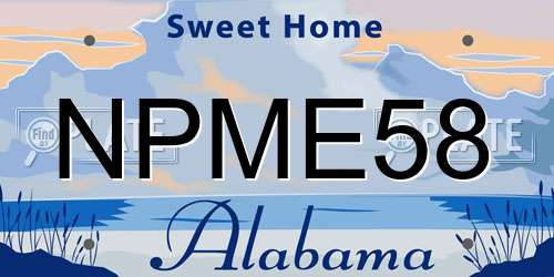 NPME58 Alabama License Plate