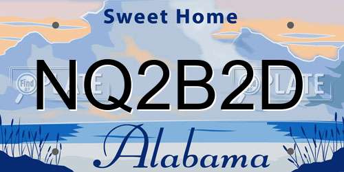 NQ2B2D Alabama License Plate