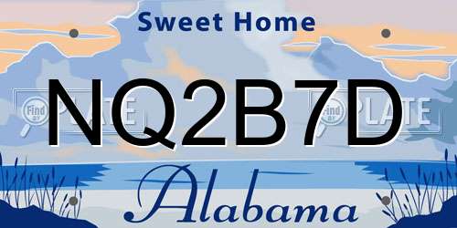 NQ2B7D Alabama License Plate