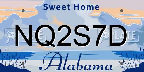 NQ2S7D Alabama License Plate