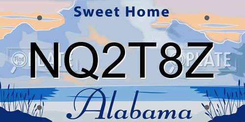 NQ2T8Z Alabama License Plate
