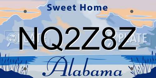 NQ2Z8Z Alabama License Plate
