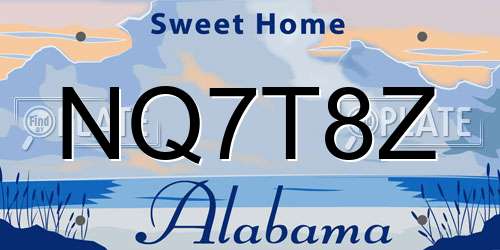 NQ7T8Z Alabama License Plate