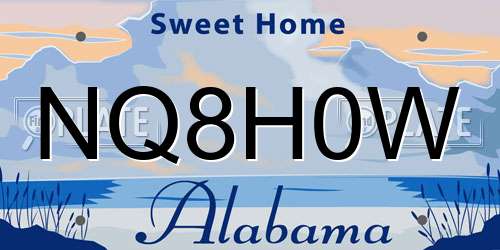 NQ8H0W Alabama License Plate