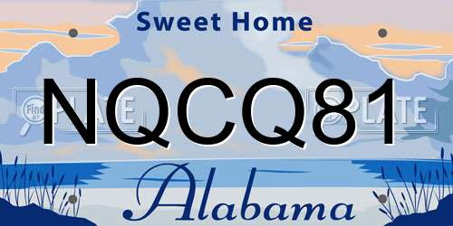 NQCQ81 Alabama License Plate