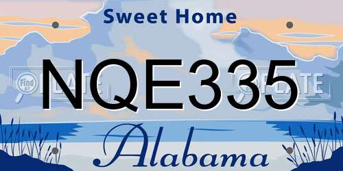 NQE335 Alabama License Plate